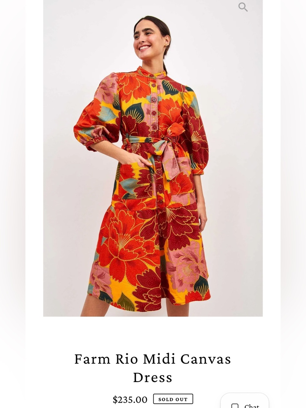 FARM Rio Multi-Color Floral Midi Dress in Mustard, Burgundy & Pink - Picture 9 of 9